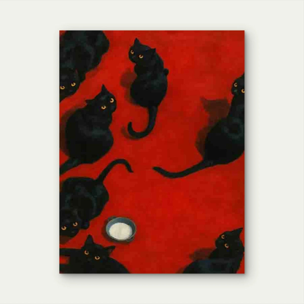 Black Cats Red Background 60x90cm Metal Print Ready to Hang