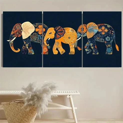 3pcs Decorative Elephants Wall Art Set Canvas Unframed – High Quality Print 100% Australian Made Wall Canvas