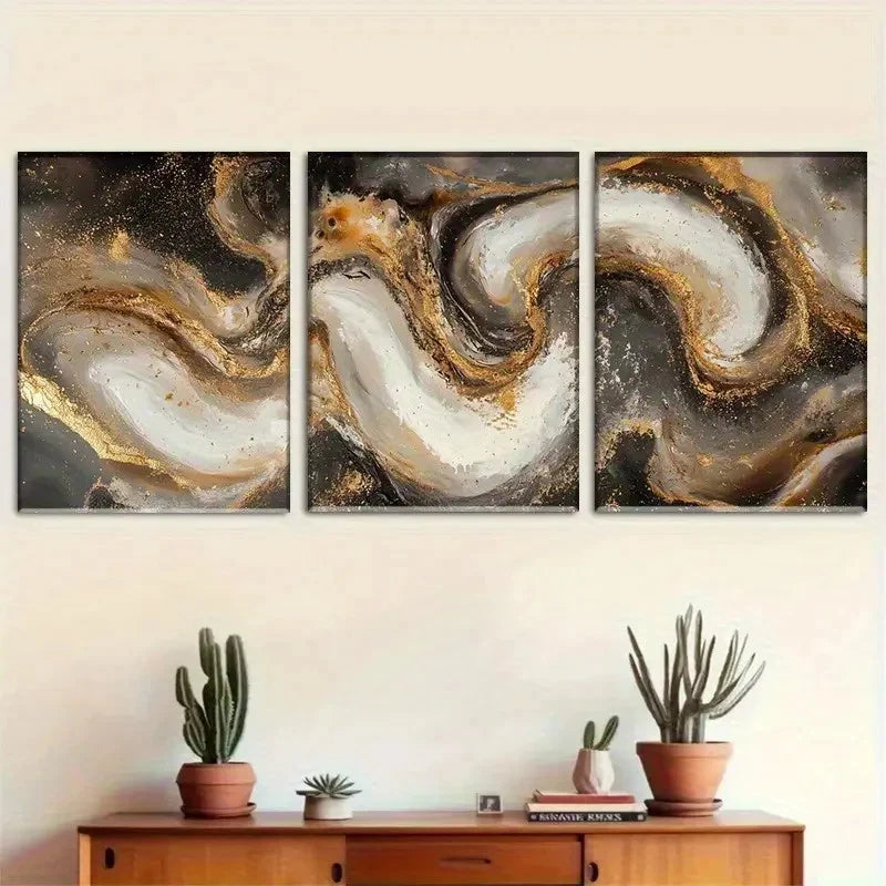 3pcs Charming Three-Sided Abstract Metal Print Ready to Hang Art