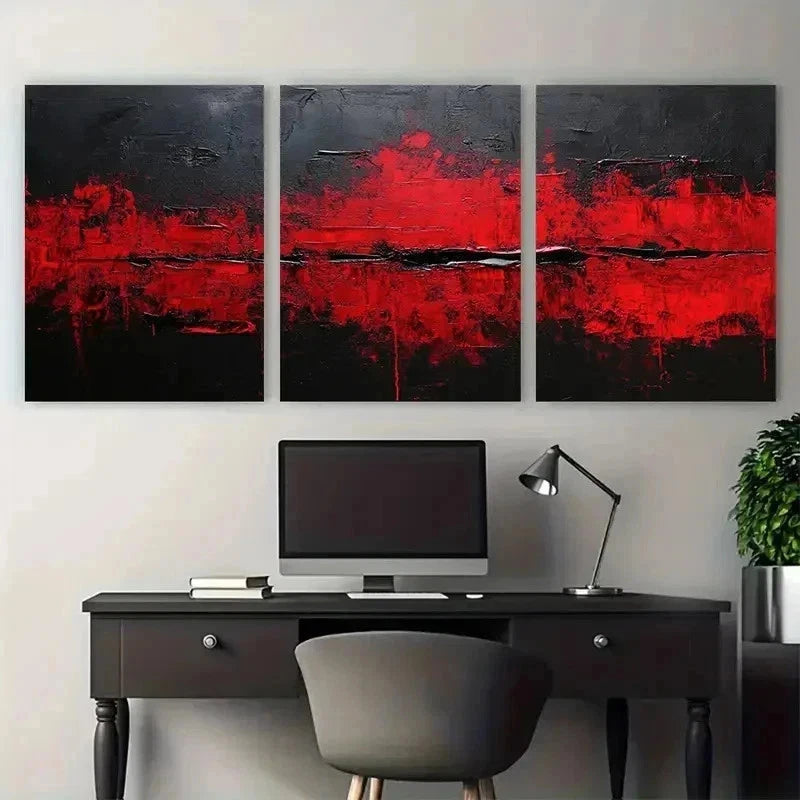 3pcs Minimalist Black Painting Abstract Perfect Wall Art Set Canvas Framed 40x60cm - High Quality Print 100% Australian Made Wall Canvas Ready to Hang