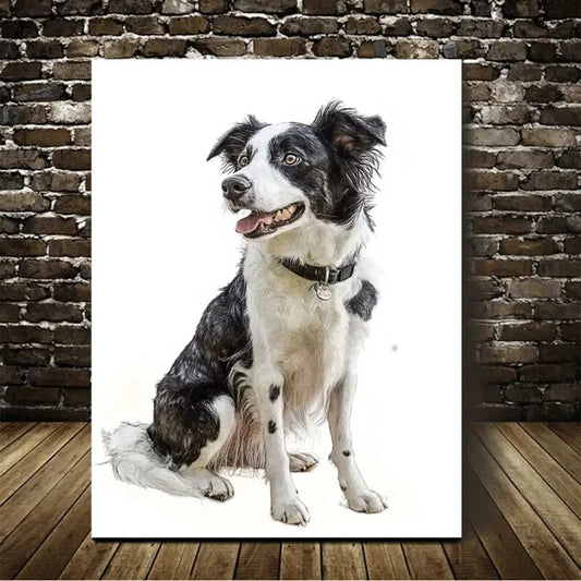 Beautiful Border Collie Watercolor Painting  40x60cm Metal Print Ready to Hang