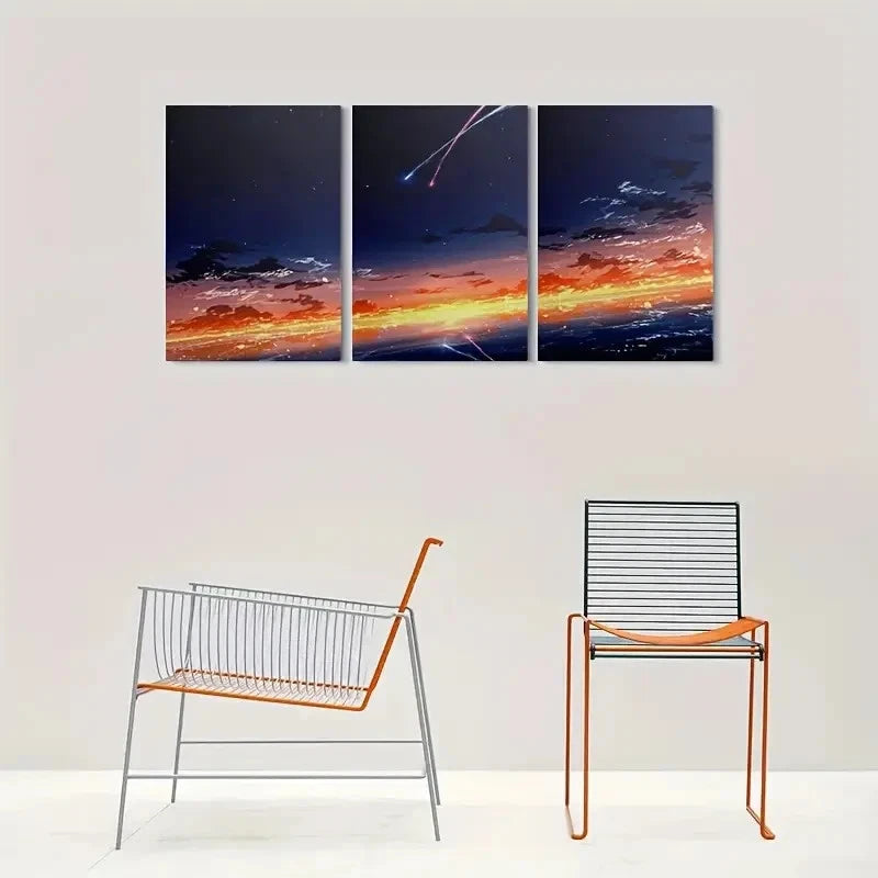 3pcs Night Sky Cosmic Sunset & Aurora Borealis Metal Print Ready to Hang Art