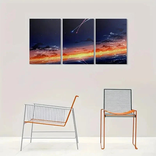 3pcs Night Sky Cosmic Sunset & Aurora Borealis Metal Print Ready to Hang Art