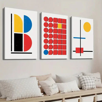 3pcs Blue and Yellow Creative Shapes Wall Art Set Canvas Unframed - High Quality Print 100% Australian Made Wall Canvas