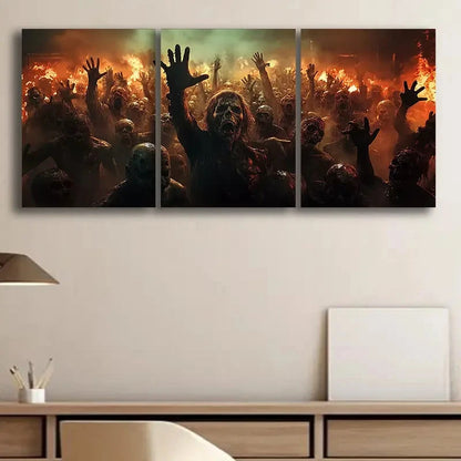 3pcs Zombie Apocalypse Print Painting Metal Print Ready to Hang Art