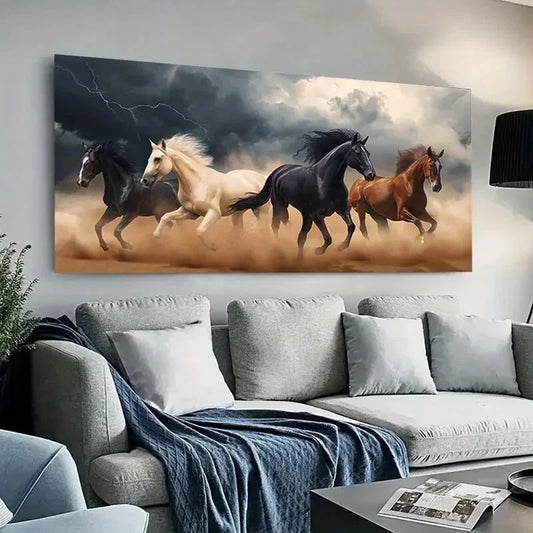 Majestic Horses wall canvas office home room framed 120x60cm