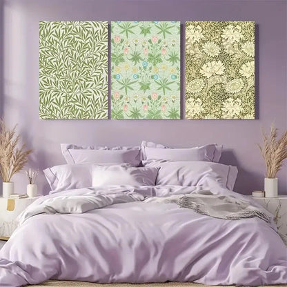 3pcs William Morris Floral and Leaf Patterns Metal Print Ready to Hang Art