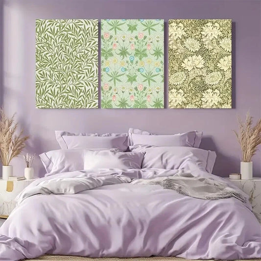 3pcs William Morris Floral and Leaf Patterns Metal Print Ready to Hang Art