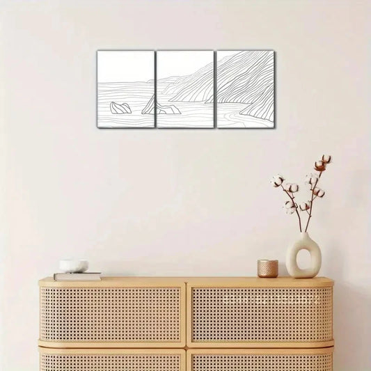 3pcs California Artwork Big Sur Coastline Metal Print Ready to Hang Art