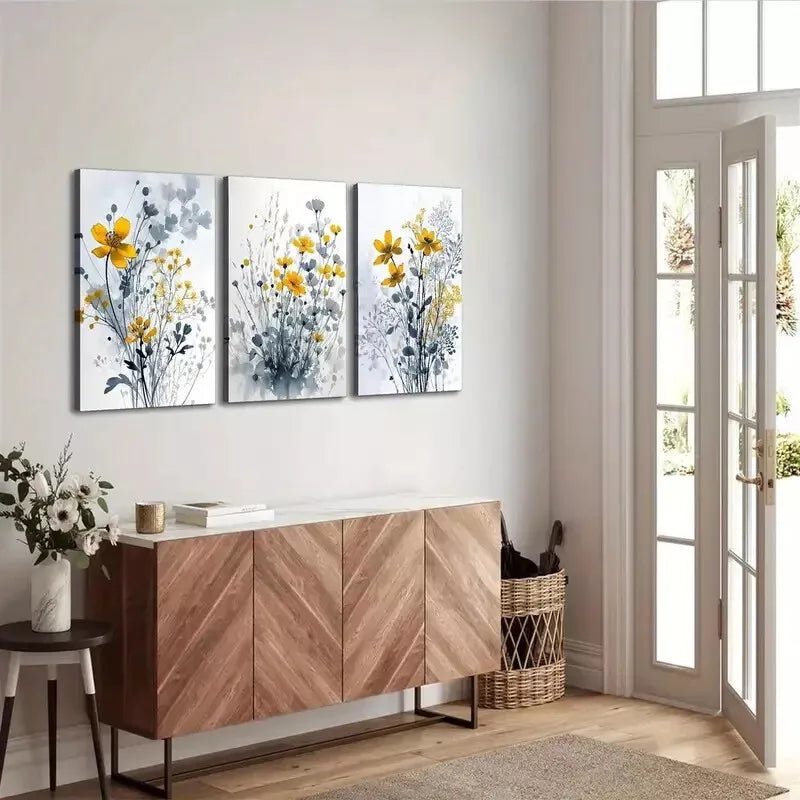 3pcsFloral   Wall Art Set Canvas Framed 50x70cm - High Quality Print 100% Australian Made Wall Canvas Ready to Hang - Bella Home Decor