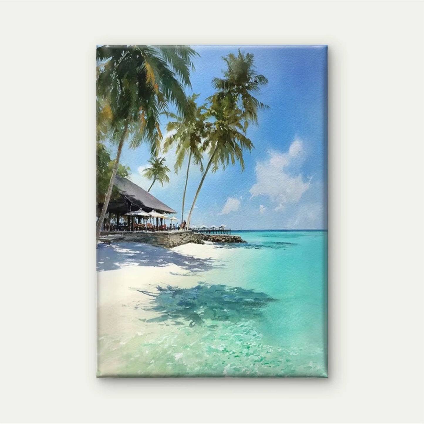 Reethi Rah, Maldives Watercolor 60x90cm Metal Print Ready to Hang