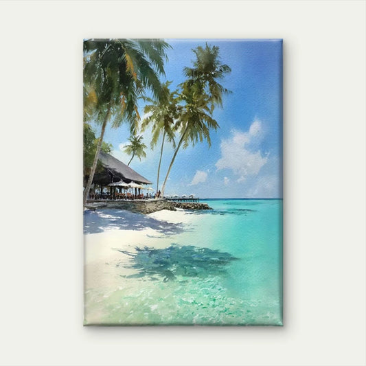 Reethi Rah, Maldives Watercolor 60x90cm Metal Print Ready to Hang