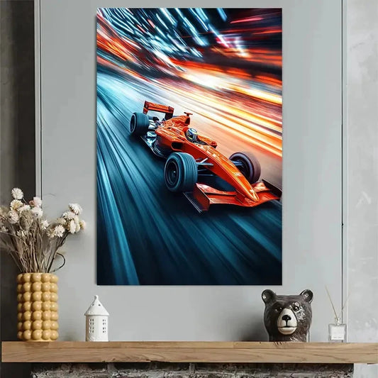 Dynamic Racing Car Speed Art Modern Motor Style Poster 40x60cm Metal Print Ready to Hang
