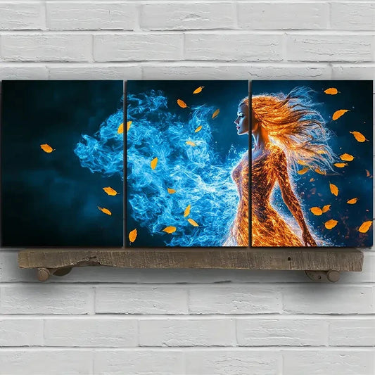 3pcs Woman Dancing in The Wind Metal Print Ready to Hang Art