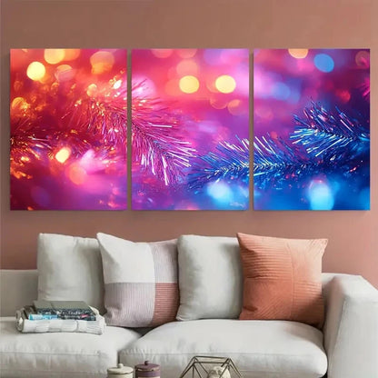 3pcs Vibrant Macro Tinsel Photography Metal Print Ready to Hang Art