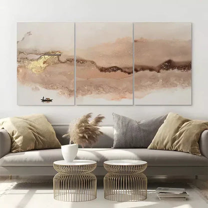 3pcs Pink & Gold Abstract Design Canvas Framed 60x90cm - High Quality Print 100% Australian Made Wall Canvas Ready to Hang