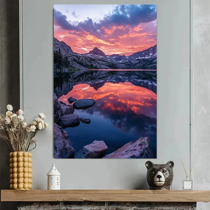 Turquoise Lake Mountain Reflection Scenic Poster 40x60cm Metal Print Ready to Hang