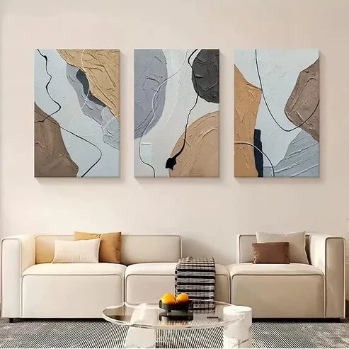 3pcs Abstract Art Prints, Modern Vintage Style Canvas Framed  60X90cm - High Quality Print 100% Australian Made Wall Canvas Ready to Hang