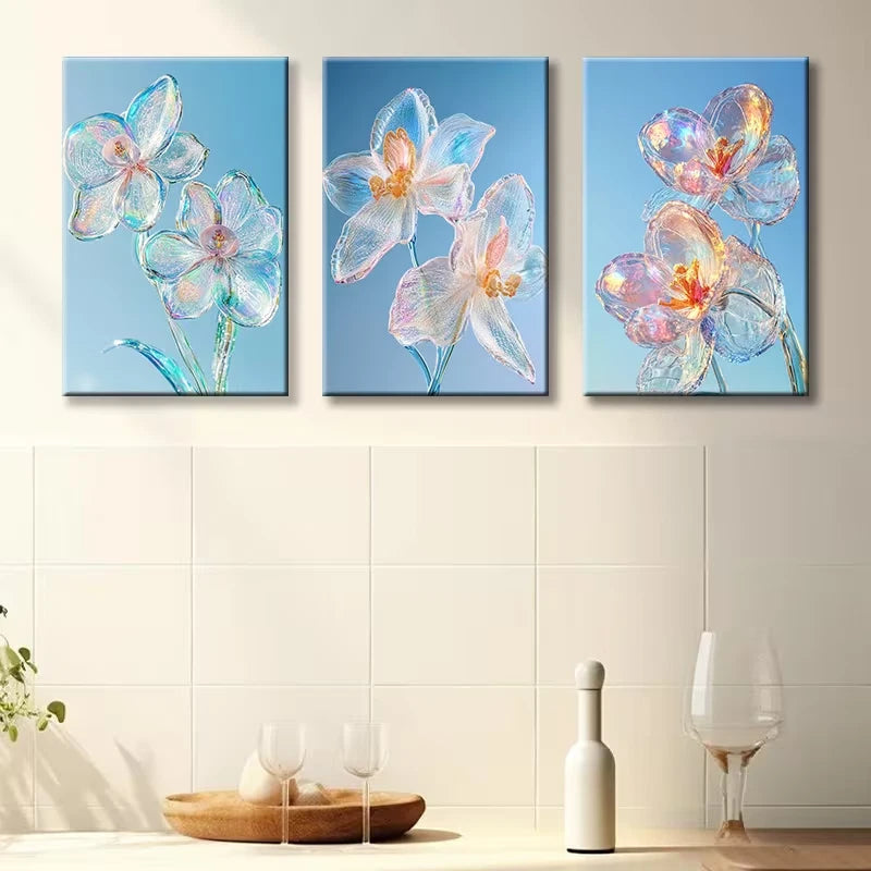3pcs Luxurious Flowers under the Sky Wall Art Set Canvas Framed 60x90cm - High Quality Print 100% Australian Made Wall Canvas Ready to Hang