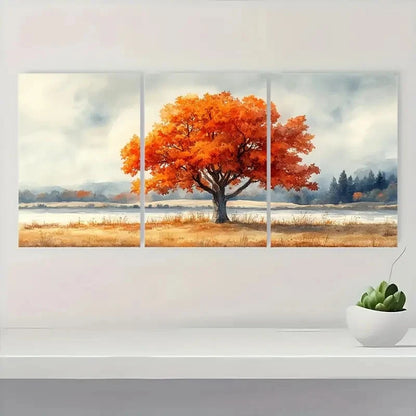 3pcs Autumn Color Art Neutral Oak Tree Perfect Wall Art Set Canvas Framed 40x60cm - High Quality Print 100% Australian Made Wall Canvas Ready to Hang