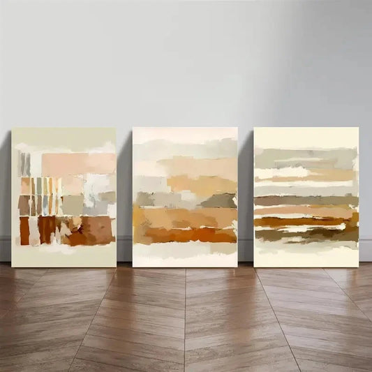 3pcs Bohemian Minimalist Modern Abstract Metal Print Ready to Hang Art