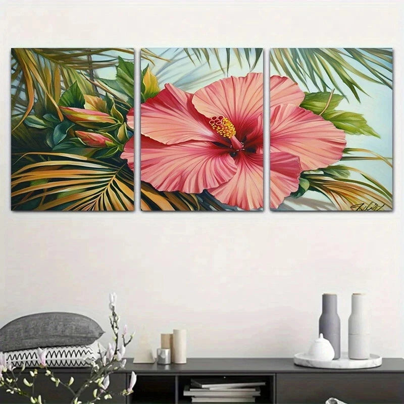 3pcs Flower Tropical Plant Nature Metal Print Ready to Hang Art