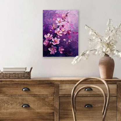 Beautiful Abstract Pink Cherry Blossoms Painting 60x90cm Metal Print Ready to Hang
