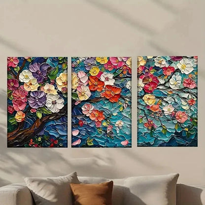3pcs Colorful Flowers Watercolor Style Wall Art Set Canvas Framed 40x60cm - High Quality Print 100% Australian Made Wall Canvas Ready to Hang