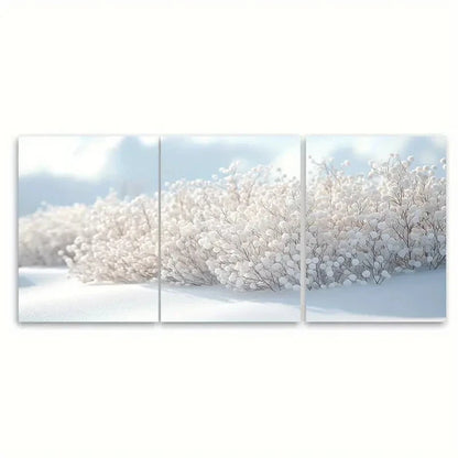 3pcs Elegant White Floral Bush Illustration Wall Art Set Canvas Framed 60x90cm - High Quality Print 100% Australian Made Wall Canvas Ready to Hang