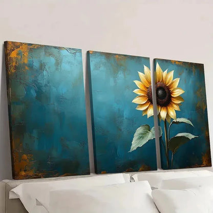 3pcs White Sunflower Measuring Wall Art Set Canvas Unframed - High Quality Print 100% Australian Made Wall Canvas