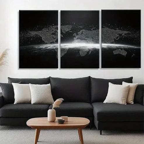3pcs Geometric Black White Design Map Perfect Wall Art Canvas Unframed – High Quality Print 100% Australian Made Wall Canvas