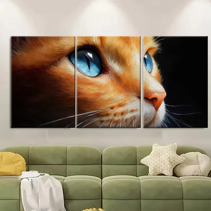 3pcs Ginger Cat Oil Painting Metal Print Ready to Hang Art