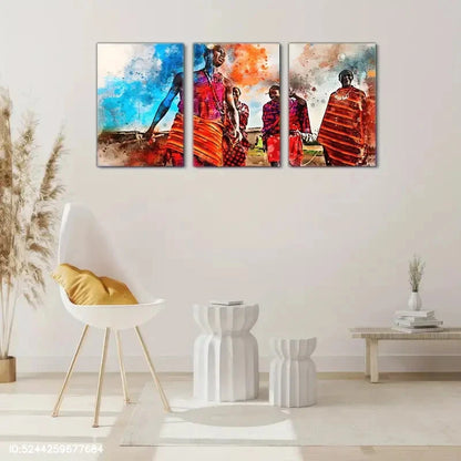 3pcs African American Culture Wall Painting Metal Print Ready to Hang
