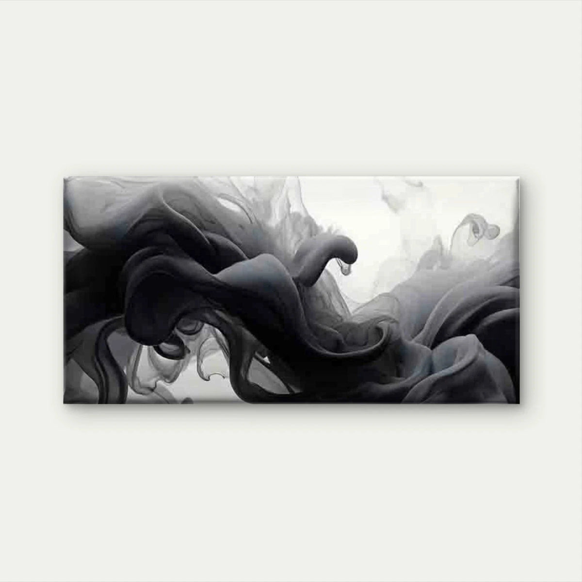 Abstract Black Ink Smoke Flow Wall Art Canvas Office Home Room Framed 120x60cm