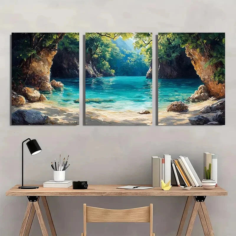 3pcs Olga Nikitin Art Blue Hole Belize Caribbean Metal Print Ready to Hang Art