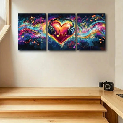 3pcs Mind Listening to Music Design Metal Print Ready to Hang Art