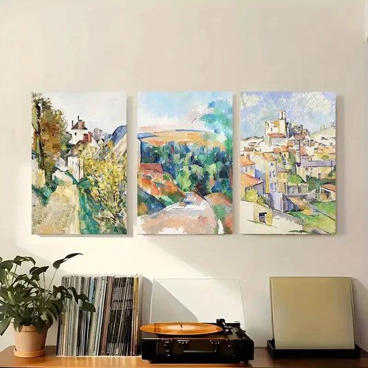3pcs Renaissance Cubism Landscape Metal Print Ready to Hang Art