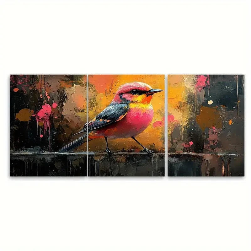 3pcs Pink Tribal Birds Abstract LI Wall Art Set Canvas Framed 40x60cm - High Quality Print 100% Australian Made Wall Canvas Ready to Hang