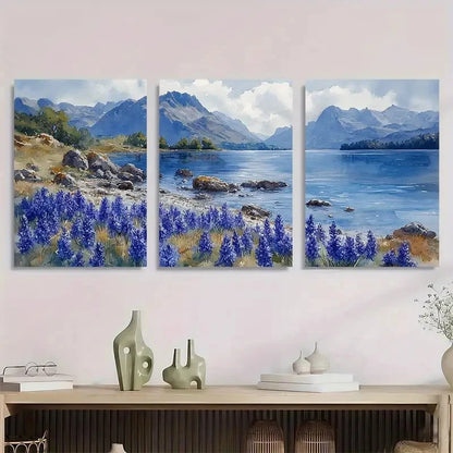 3pcs Lake District Watercolor Landscape Perfect Wall Art Set Canvas Framed 40x60cm - High Quality Print 100% Australian Made Wall Canvas Ready to Hang