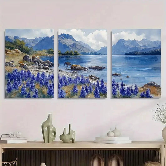 3pcs Lake District Watercolor Landscape Perfect Wall Art Set Canvas Framed 40x60cm - High Quality Print 100% Australian Made Wall Canvas Ready to Hang
