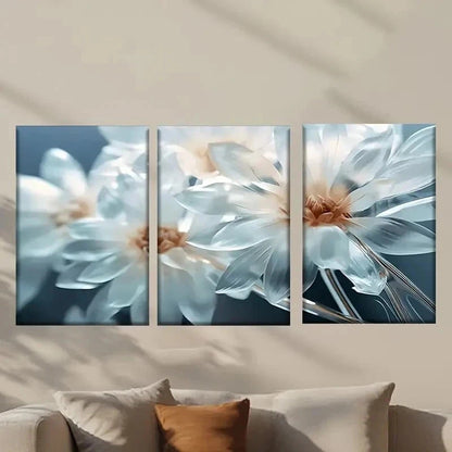 3pcs Beautiful White Flowers Painting Wall Art Set Canvas Framed 40x60cm - High Quality Print 100% Australian Made Wall Canvas Ready to Hang