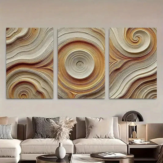 3pcs Abstract Circular Wave Wall Art Metal Print Ready to Hang Art