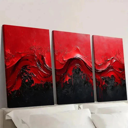 3pcs Extra Red and Black Abstract Wall Art Canvas Unframed - High Quality Print 100% Australian Made Wall Canvas