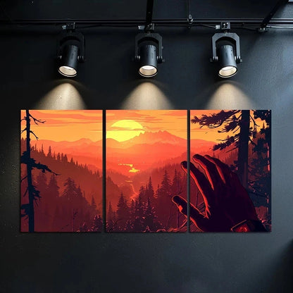 3pcs Nature Landscape with Reaching Hand Metal Print Ready to Hang Art