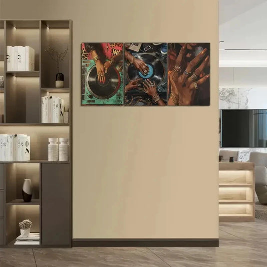 3pcs Prints Vinyl Record Art Poster Luxury Music Art Metal Print Ready to Hang