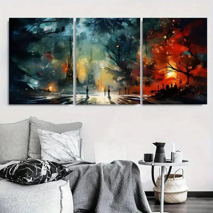 3pcs Urban Nightscape Modern Cityscape Metal Print Ready to Hang Art