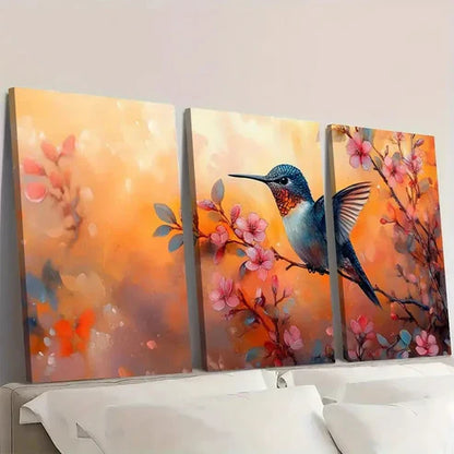 3pcs Hummingbird Spring Nature GH Wall Art Canvas Unframed - High Quality Print 100% Australian Made Wall Canvas