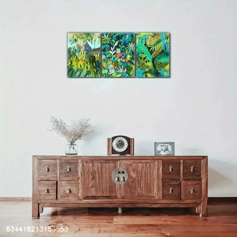 3pcs Jungle Botanical Green plants Decor Art Metal Print Ready to Hang Art
