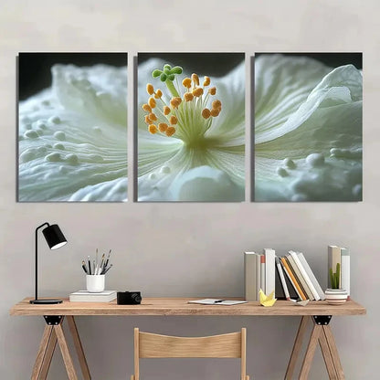 3pcs Serene Nature Elegant White Flower Metal Print Ready to Hang Art