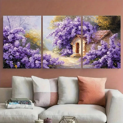 3pcs French Cottage Lilac Garden French Design Metal Print Ready to Hang Art